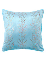 Set of 2 Velvet Foil Blackout Window Curtains with 5 Cushion Covers- Blue