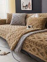 Premium Anti Slip Sofa Toper Set |Microfiber Chenille | Durable & Machine Washable | Brown