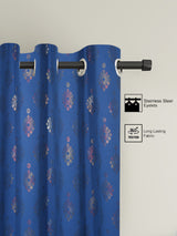 Pack of 2 Polyester Blackout Foil Door Curtains- Navy Blue