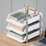 Cortina 3-Tier File Organizer , Premium Polystyrene Desk Rack, Foldable Document Holder with Dividers - Space-Saving Office & Home Paper Storage, Cloth organiser ( Grey )