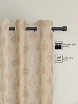 Pack of 2 Polyester Blackout Foil Long Door Curtains- Cream