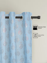 Pack of 2 Polyester Blackout Foil Door Curtains- Blue