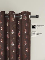 Pack of 2 Polyester Blackout Foil Long Door Curtains- Brown