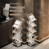 Cortina Foldable Shoe Rack Storage Organizer, Tall Narrow Shoe Shelf for Closet, Free Standing Cabinet with Clear Door, Plastic Space Saving Corner Shoe Stand, (5 Tier)