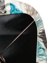 Stretchable Elastic Geometric Printed Office Chair Cover Pack of 4- Turquoise