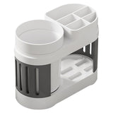 Cortina All-in-One Bathroom Organizer , Toothbrush Holder, Toothpaste Shelf & Rinse Cup Set, Brush Stand | Off-White - Grey , Single Cup