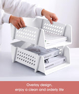 Cortina File Rack PP Plastics For Office Home Plastic Foldable Office Desk Accessories Files Papers Divider Rack Storage Rectangular Tray Stand (2 Layer File Rack)