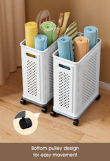 Cortina Premium Wheeled Laundry Hamper Basket with Extended Handle | Durable Plastic Foldable Design | Portable Rolling Storage Solution (Wheeled Laundry Hamper)