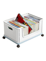 Cortina Bookshelf Plastic Storage Organizer for Books, Magazines & CDs, Compact Book Rack for Home, Office & Study Desk (Rolling Storage Container)