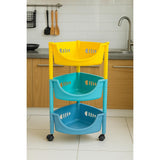 Cortina 3-Layer triangle Multipurpose Utility Rack, Fruit & Vegetable Basket Trolley with Wheels | Kitchen, Pantry, Bathroom Organizer & Toy Storage Rack for Home (Multicolour)