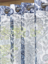 Semi-Transparent Window Curtains Set of 4- Navy Blue