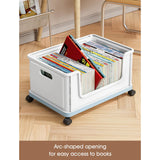 Cortina Bookshelf Plastic Storage Organizer for Books, Magazines & CDs, Compact Book Rack for Home, Office & Study Desk (Rolling Storage Container)