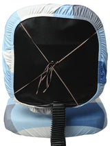 Stretchable Elastic Geometric Printed Office Chair Cover Pack of 6- Navy Blue