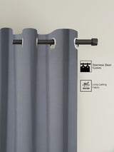Pack of 2 Polyester Blackout Solid Long Door Curtains- Dark Grey