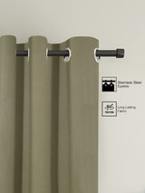 Pack of 2 Polyester Blackout Solid Long Door Curtains- Olive
