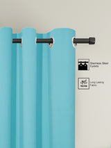 Pack of 2 Polyester Blackout Solid Long Door Curtains- Turquoise