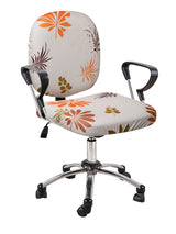Stretchable Elastic Floral Printed Office Chair Cover Pack of 1- Cream