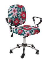 Stretchable Elastic Floral Printed Office Chair Cover Pack of 6- Dark Green