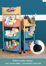 Cortina 3-Layer triangle Multipurpose Utility Rack, Fruit & Vegetable Basket Trolley with Wheels | Kitchen, Pantry, Bathroom Organizer & Toy Storage Rack for Home (Multicolour)