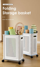 Cortina Premium Wheeled Laundry Hamper Basket with Extended Handle | Durable Plastic Foldable Design | Portable Rolling Storage Solution (Wheeled Laundry Hamper)