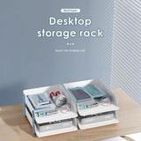 Cortina 2-Tier File Organizer , Premium Polystyrene Desk Rack, Foldable Document Holder with Dividers - Space-Saving Office & Home Paper Storage , Cloth organiser ( Blue)