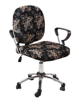 Stretchable Elastic Ethnic Printed Office Chair Cover Pack of 1- Black