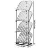 Cortina Foldable Shoe Rack Storage Organizer, Tall Narrow Shoe Shelf for Closet, Free Standing Cabinet with Clear Door, Plastic Space Saving Corner Shoe Stand, (4 Tier)
