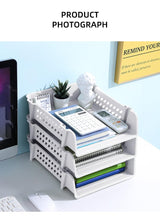 Cortina File Rack PP Plastics For Office Home Plastic Foldable Office Desk Accessories Files Papers Divider Rack Storage Rectangular Tray Stand (3 Layer File Rack)