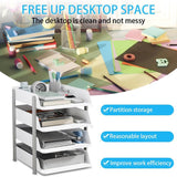 Cortina 4-Tier File Organizer , Premium Polystyrene Desk Rack, Foldable Document Holder with Dividers - Space-Saving Office & Home Paper Storage , Cloth organiser ( Grey )