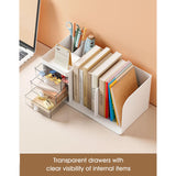 Cortina Bookshelf Plastic Storage Organizer for Books, Magazines & CDs, Compact Book Rack for Home, Office & Study Desk (Desktop Bookshelf Organizer)