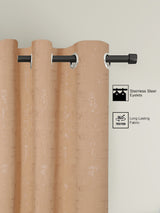 Pack of 2 Polyester Blackout Emboss Window Curtains- Beige