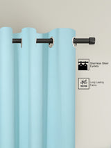 Pack of 2 Polyester Blackout Solid Long Door Curtains- Sky Blue
