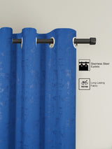 Pack of 2 Polyester Blackout Emboss Window Curtains- Navy Blue