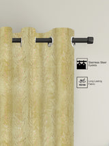 Pack of 2 Velvet Regular Foil Window Curtains- Olive