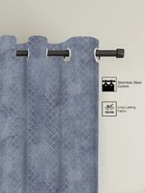 Pack of 2 Velvet Room Darkening Emboss Window Curtains- Dark Grey