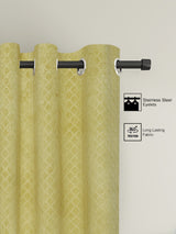Pack of 2 Velvet Room Darkening Emboss Long Door Curtains- Olive