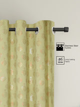 Pack of 2 Polyester Blackout Foil Window Curtains- Green