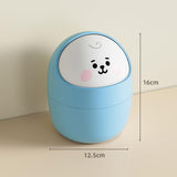 Cortina Corton Design Plastic Small Tabletop Dustbin , Small Waste Bin for Study Table, Office Desk, Bathroom, Kitchen Sink & Washroom ( Blue )