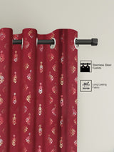 Pack of 2 Polyester Blackout Foil Door Curtains- Red