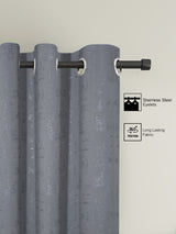 Pack of 2 Polyester Blackout Emboss Door Curtains- Dark Grey