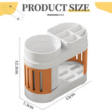 Cortina All-in-One Bathroom Organizer , Toothbrush Holder, Toothpaste Shelf & Rinse Cup Set, Brush Stand | Off-White - Orange , Single Cup