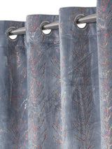 Pack of 2 Velvet Regular Foil Window Curtains- Dark Grey