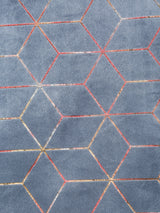 Pack of 2 Velvet Regular Geometric Foil Window Curtains- Dark Grey