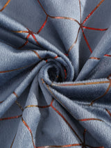 Pack of 2 Velvet Regular Geometric Foil Window Curtains- Dark Grey