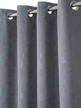 Pack of 2 Polyester Blackout Emboss Door Curtains- Dark Grey