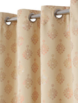 Pack of 2 Polyester Blackout Foil Long Door Curtains- Cream