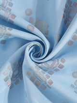 Pack of 2 Polyester Blackout Foil Door Curtains- Blue