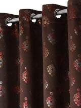 Pack of 2 Polyester Blackout Foil Long Door Curtains- Brown