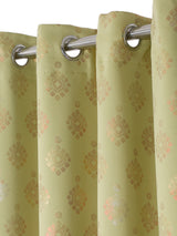 Pack of 2 Polyester Blackout Foil Window Curtains- Green