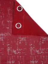 Pack of 2 Polyester Blackout Emboss Long Door Curtains- Red